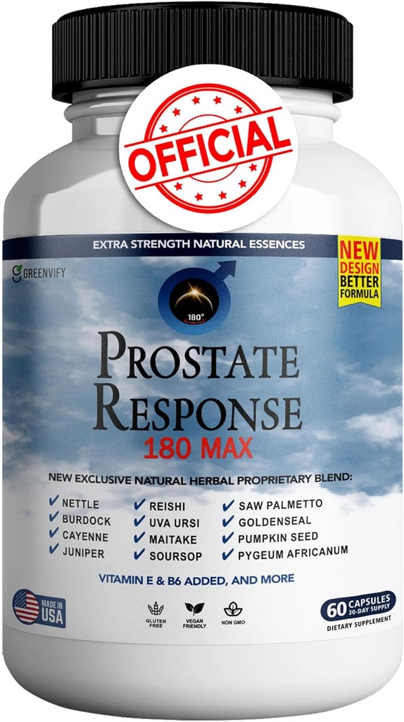 Prostate Response 180 Max Prostaat Formule Supplementen voor mannen Capsules, Health Supplementen - Maximale sterkte, alle natuurlijke ondersteuning Normale en gezonde functie (1)