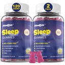 Sleep Gummies No Melatonin, Sleep Aid for Adults with Magnesium Glycinate, Melatonin Free Calm Sleeping Gummy Supplement with L-Tryptophan, L-Theanine, GABA, Ashwagandha, Valerian - Sugar Free, 120ct