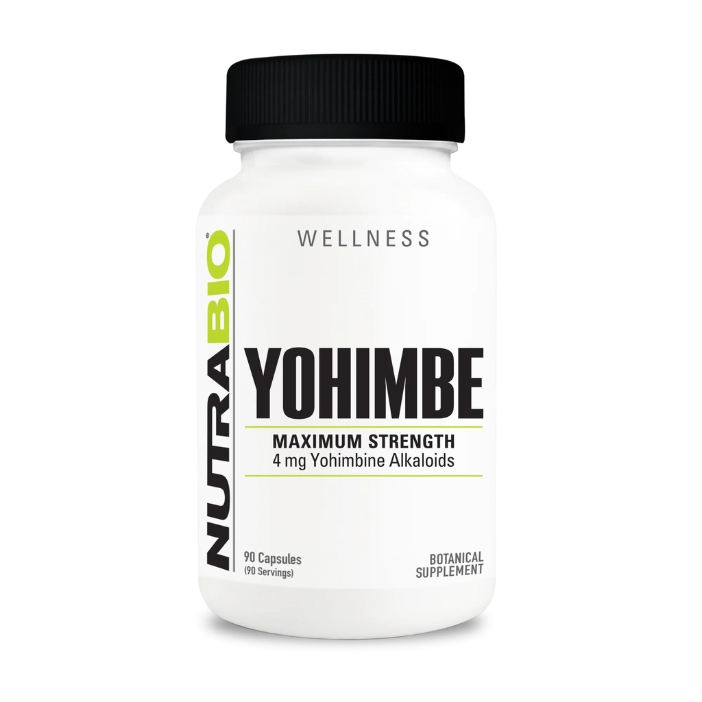 NutraBio Yohimbe Bark Extract Supplement voor mannen en vrouwen, 4mg, 90 plantaardige capsules
