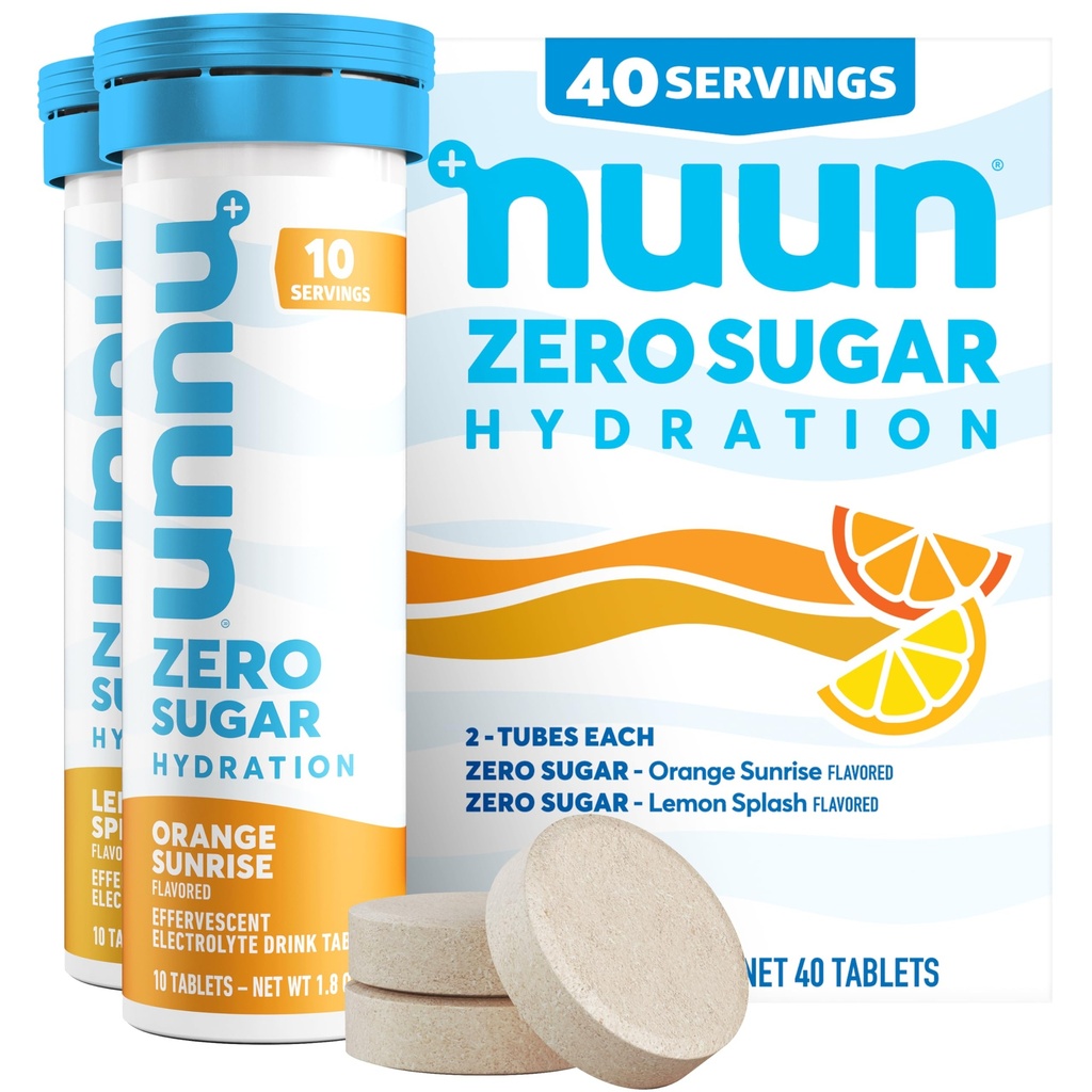 Nuun Zero Sugar Hydration Electrolyte Tablets - Sodium, Potassium, Chloride, Calcium, Magnesium, Light & Delicious Fruit Flavors, No Sugar, Gluten Free, Vegan, Mixed Citrus 4 Pack (40 Servings Total)