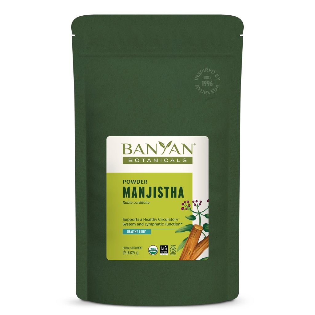 Banyan Botanicals Manjistha Powder – Organic Manjistha Supplement – Ayurvedic Blood Cleanse & Lymphatic System Support* – ½ lb. – Non-GMO Sustainably Sourced Certified Fair for Life Fair Trade