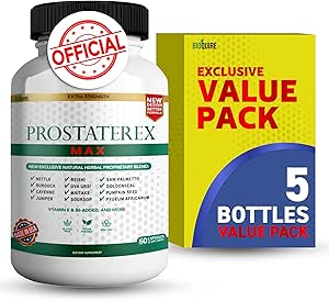 ProstateRex Max Extra Strength Prostate Health Support Supplement, Saw Palmetto, Vegan, Non-GMO, Glutenvrije 300 Capsules (5)