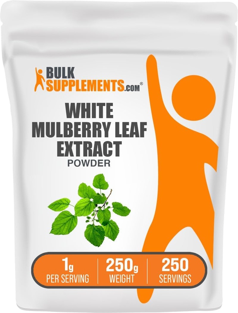 BulkSupplements.com White Mulberry Leaf Extract Poeder - White Mulberry Extract, Kruidensupplement - Glutenvrij, 1g per portie, 250g (8.8 oz) (verpakking van 1)