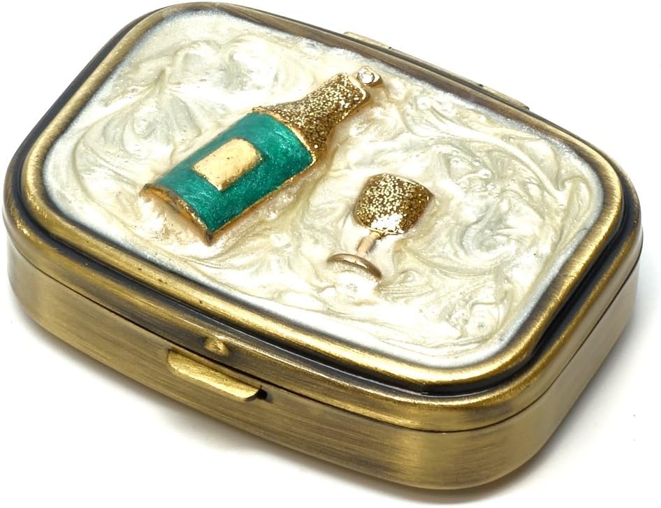 9327 Rechthoekige kleine pil Box Organisator Cream White Brass Vrouwen Travel pil Case Purse Pocket Container Daily Portable Medicine Vitamine Box Medicatie Supplement Mini-opslag
