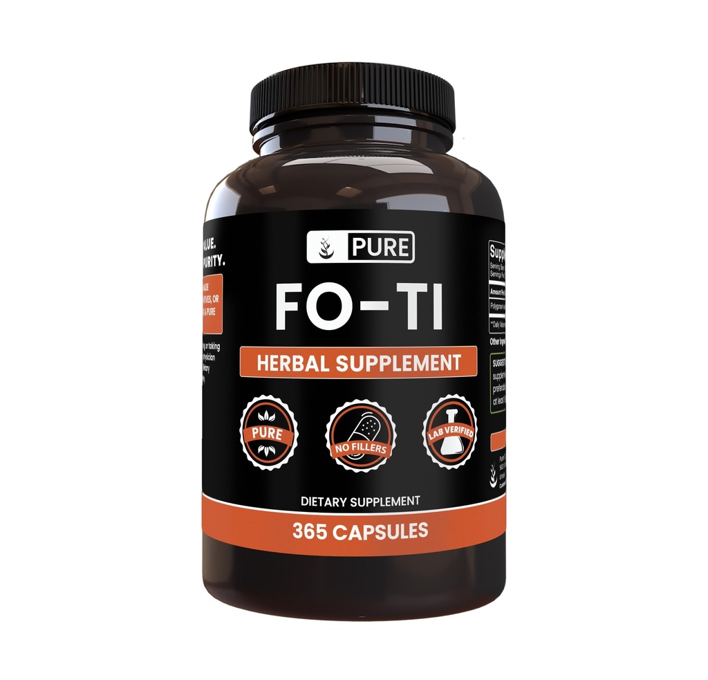 Pure originele ingrediënten Fo-Ti (365 capsules) nr. Magnesium of rijstvullers