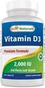 Best Naturals Vitamin D3 2000 IU (50 mcg) - 100 Tablets - 100 Days Supply - Helps Support Immune Health, Strong Bones and Teeth, & Muscle Function (100 Count (Pack of 1))