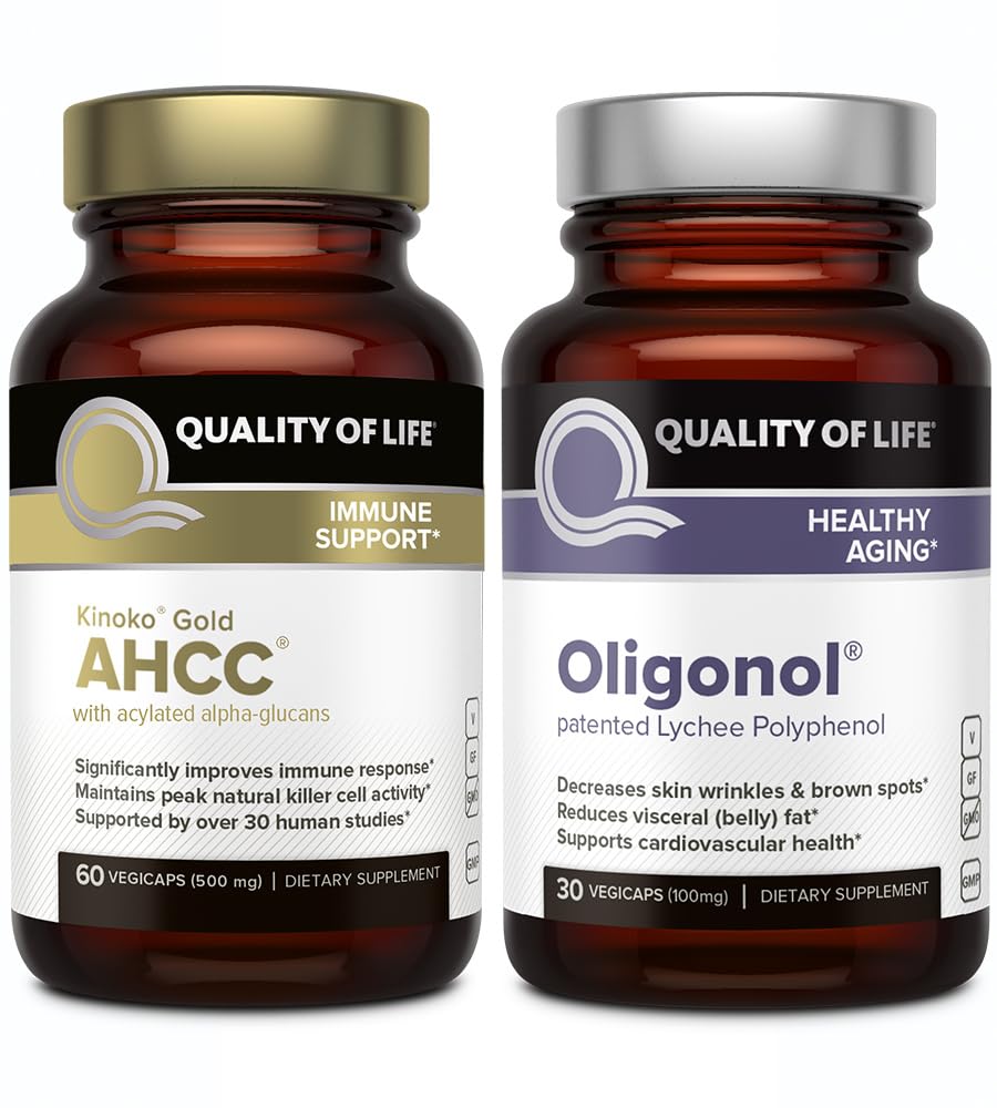 Kwaliteit van leven Kenmerken Kinoko Gold AHCC en Oligonol Lychee Extract - Immune Support Gezonde Verouderingsbundel
