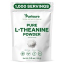 Purisure L-Theaninepoeder, 100 g, Pure L Theaninepoeder dat ontspanning en concentratie bevordert, supplement voor cognitieve functie, geen fillers, niet GMO, 1000 porties