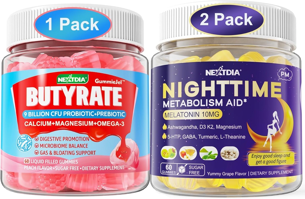 Butyrate Gummies with Probiotic + Prebiotic + Postbiotic & Melatonine 10mg 20mg Night Time Metabolisme Slaap Gummies