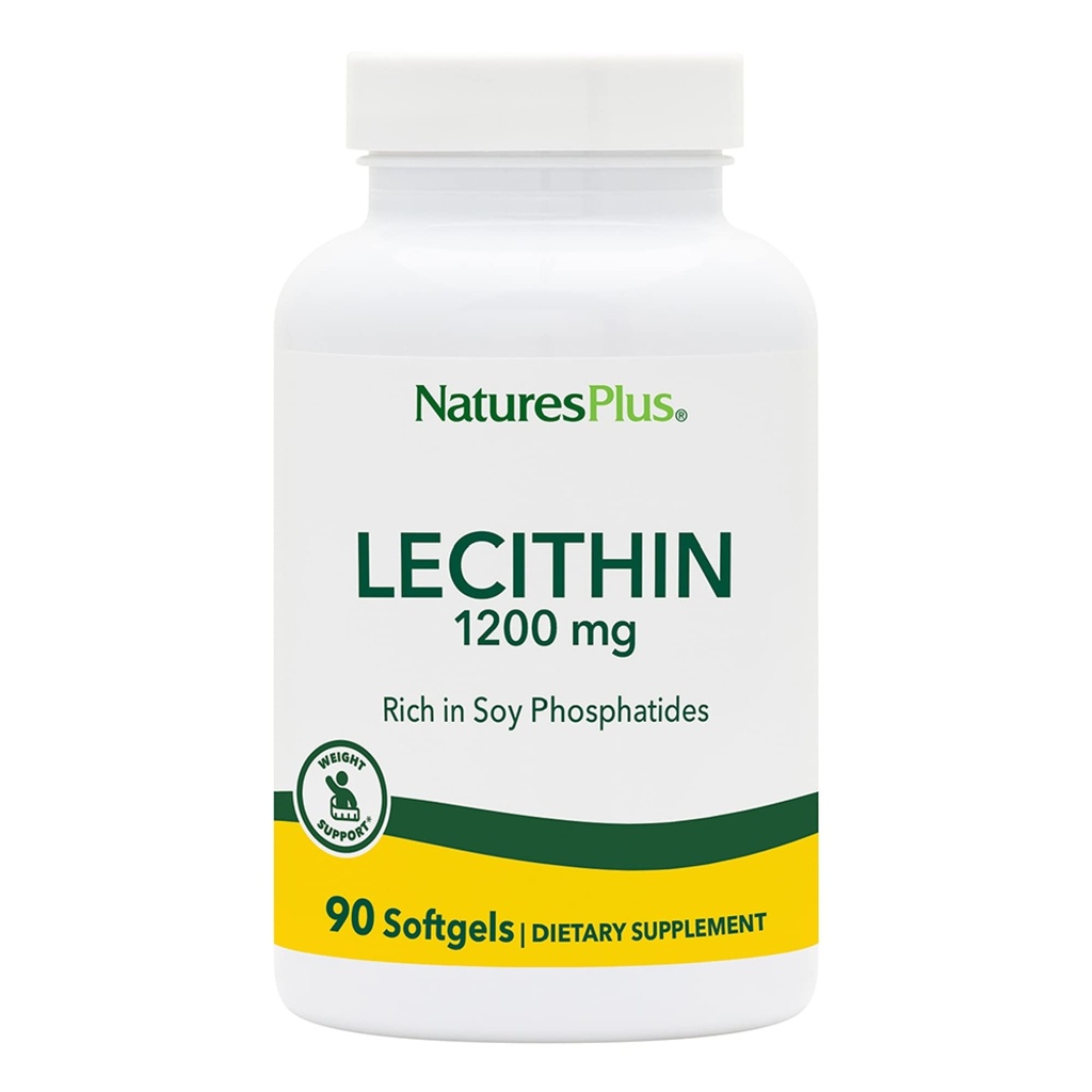 NaturesPlus Lecithin - 1200 mg, 90 Softgels - Rijk aan sojafosfaat - Glutenvrij - 90 porties