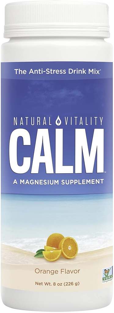 Natural Vitality Calm, Magnesium Supplement, Anti-Stress Drink Mix Powder, Original, Orange - 8 Ounce (Packaging May Vary)