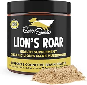 Super Snouts Lion's Roar Lion's Mane Mushroom Supplement voor honden en katten, 2.64oz - Made in USA Organic Lions Mane for Cognitive Function and Brain Health