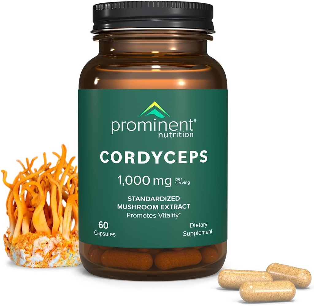 Prominent Nutrition Cordyceps Supplement - bevordert vitaliteit - 1000 mg, 60 Tellen