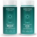 Iwi Life Brain & Eye Omega-3 Bundle, 30 Servings, Vegan Plant Based Algen Omega 3 met EPA + DHA, Krill & Fish Oil Alternative, No Fishy Aftersmaak