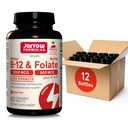Jarrow Formulas Ultra Strength Methyl B-12 5000 mcg & Methyl Folate 800 mcg + P-5-P, Supplement voor Cellular Energy Metabolisme en Cardiovasculaire ondersteuning, 60 kauwtabletten, 60 dagen levering, 12 verpakkingen