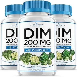 DIM Supplement 200mg - DIM Diindolylmethaan Plus BioPerine - Estrogen Balance, Hormone Menopauze Relief, Acne Treatment, Vegan - 180 Tel.