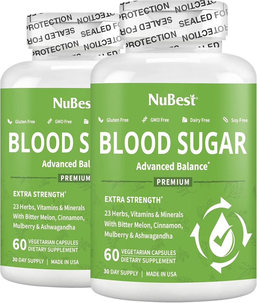 Blood Sugar - geavanceerde formule met Bitter Melon, Ashwagandha, Cinnamon, Chroom, Magnesium, Vitaminen, Alpha Lipoic Acid, Cayenne Pepper & More Pack 2