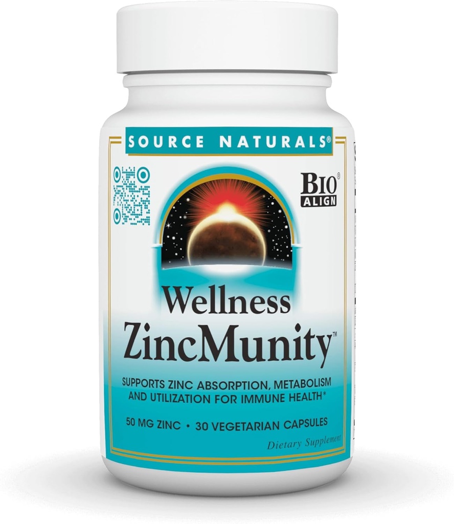 Bron Natuurlijken Wellness Zinkeenheid, Ondersteunt Zink Absorptie, Metabolisme en Gebruik voor Immune Health*, 50 mg Zink - 30 Vegetarische Capsules