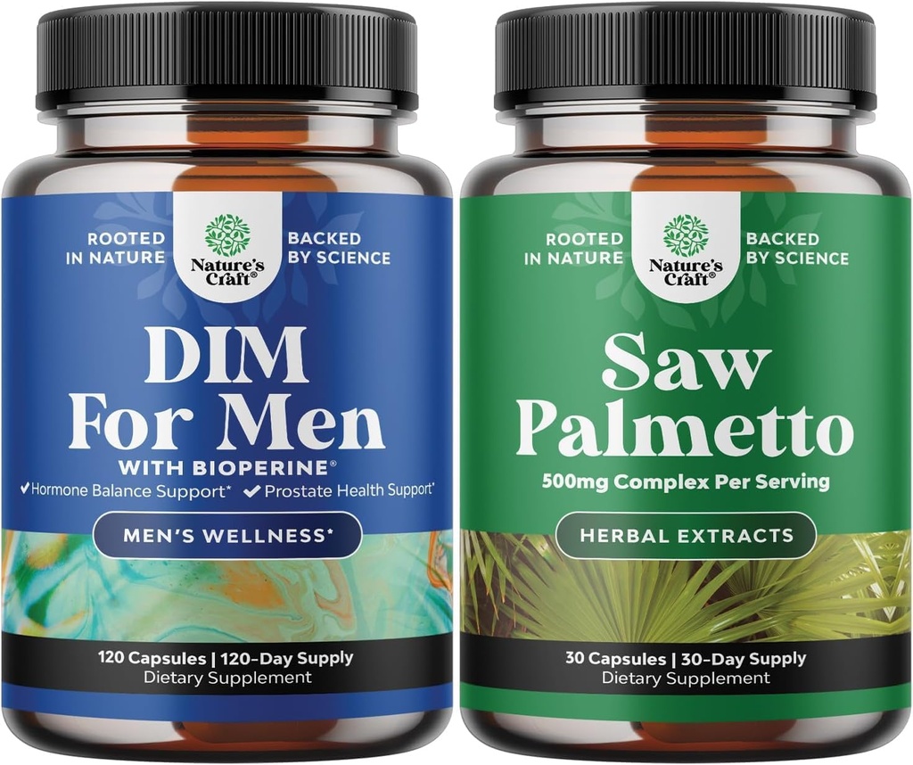 Bundel van geavanceerde DIM-supplement voor mannen - Estrogen Blocker en extra kracht Zag Palmetto Extract - voor vrouwen en mannen haar gezondheid en urinesteun