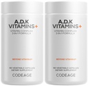 Codeage ADK vitamines supplement - essentiële vitamine A, D3 5000 IE, K1 & K2 (MK4 & MK7) - 6-maands toevoer - 1 capsule per portie, niet-GMO, glutenvrij - 2-pack
