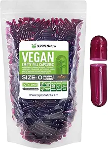 XPRS Nutra Maat 0 Lege capsules - 1000 Graaf Lege Vegan Capsules - Vegetarische pillen - DIY plantaardige capsule vullen - Veggie pilscaps voor Do-It-Yourself Supplements (Paarse wortel)