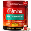 Oh!mino Metabolisme Support Supplement voor Efficiënte Fat to Energy Conversion w/L-Carnitine, Fenylcapsaïcine, & Vitamin B3 - Non-Jitters, Stimulant-Free, Veganistan, Non-Dairy Capsules (60 Servings)