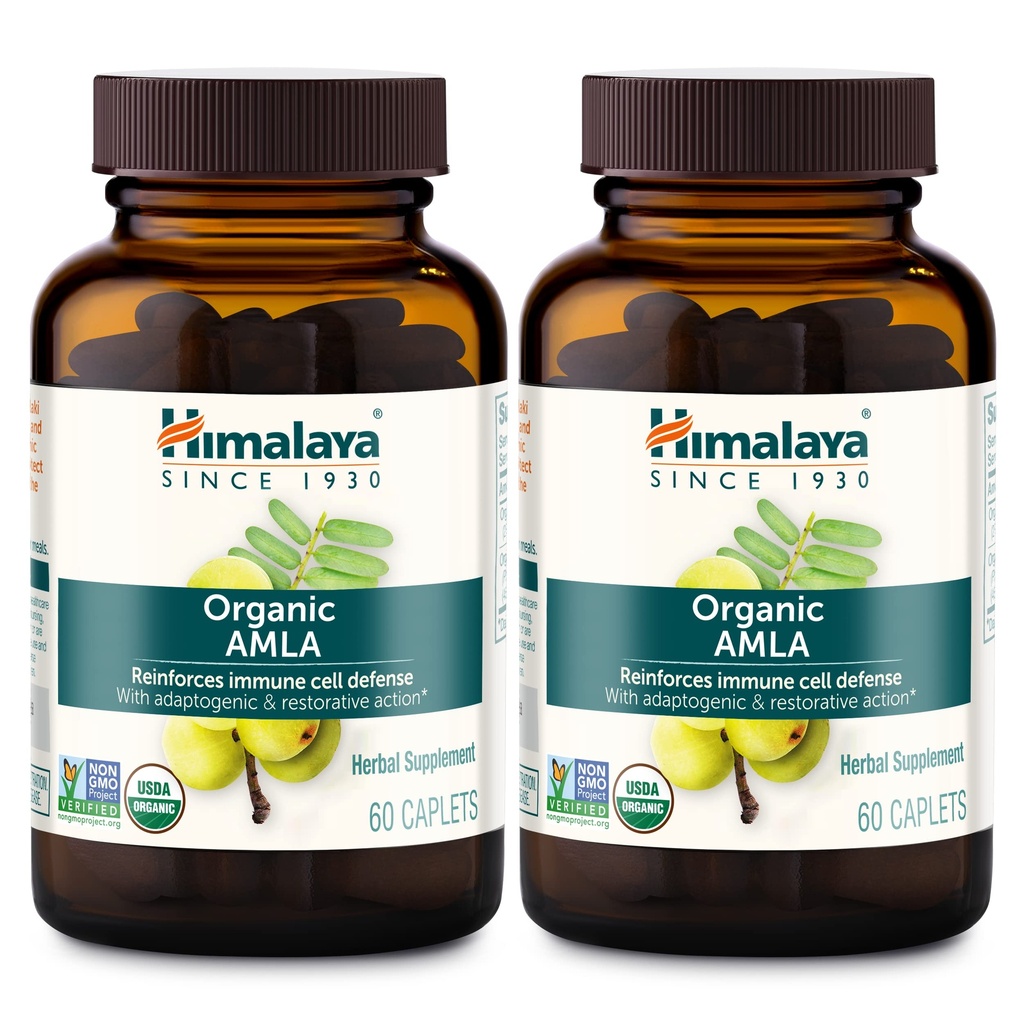 Himalaya Biologische Amla/Amalaki voor Actieve Immune Support en Cellular Defense, 600 mg, 60 Caplets, 2 maanden Supply, 2 Pack