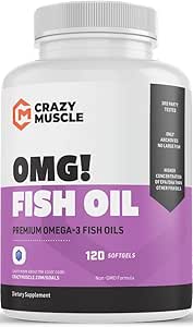 Premium Omega-3 Visolie van Pure Anchovies, 120 Softgels - Potent 1000mg Omega-3, Burpless Formula - Ondersteunt Hersenen en Hart Gezondheid - Non-GMO met 250% Meer EPA & DHA - 120 Servers