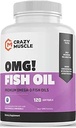 Premium Omega-3 Visolie van Pure Anchovies, 120 Softgels - Potent 1000mg Omega-3, Burpless Formula - Ondersteunt Hersenen en Hart Gezondheid - Non-GMO met 250% Meer EPA & DHA - 120 Servers