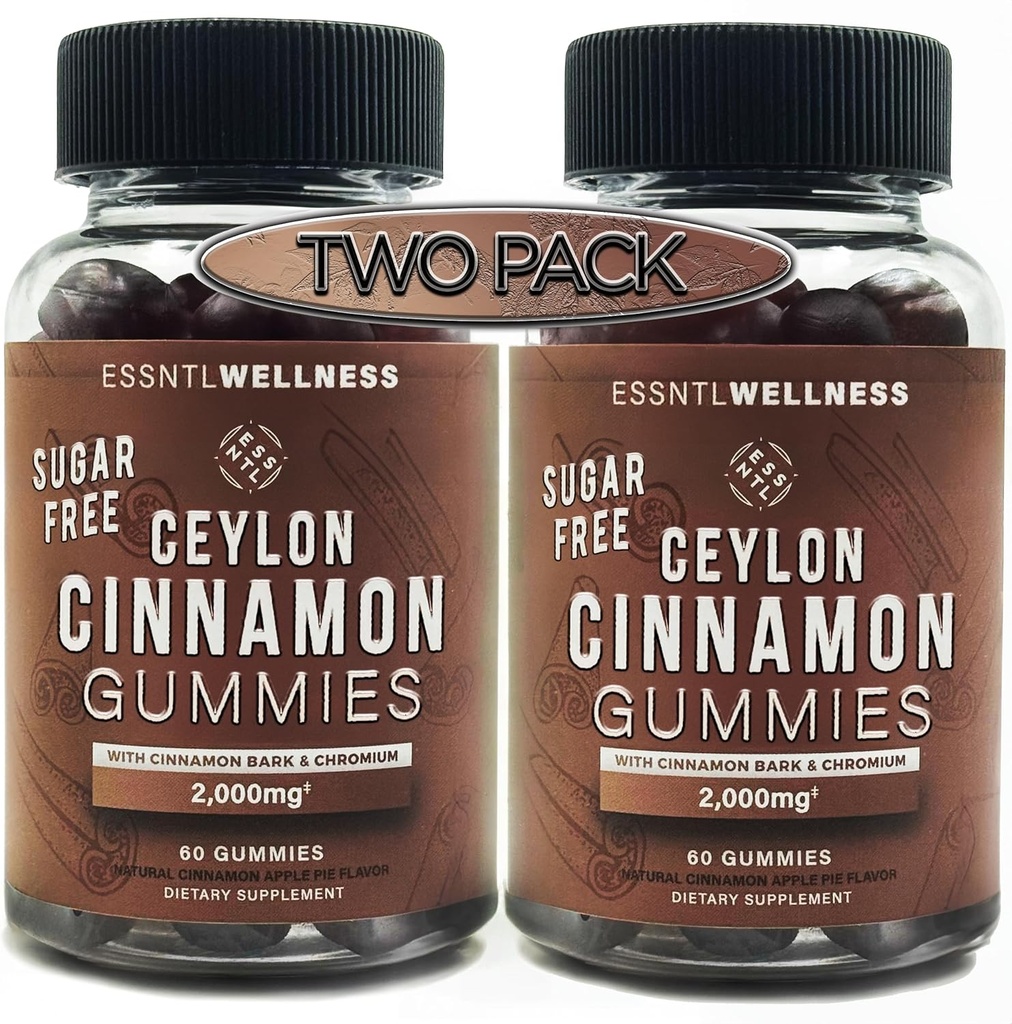 Ceylon Cinnamon Suikervrije Gummies, (120ct 2.000mg/Serving) Gezamenlijke ondersteuning, Antioxidant, Heerlijke Suiker Vrij Apple Pie Gummies, Vegan en Glutenvrij