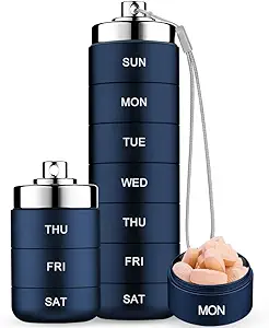Mossime Metal Travel Pill Organizer, Portable 7 Day Vitamine Organizer Stapelbaar, Waterdicht 1 keer Een dag pil Box, Grote Pillen Container, Dagelijkse Medicine Organisator voor Vitamine, Visolie, Supplement