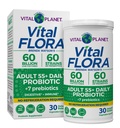 Vital Planet - Vital Flora Volwassenen Meer dan 55 Dagelijkse Probiotica 60 miljard CFU, Diverse Strains, Biologische Prebiotica, Immune en Digestieve Gezondheid Plank Stabiele Probiotica voor vrouwen en mannen, 30 Capsules
