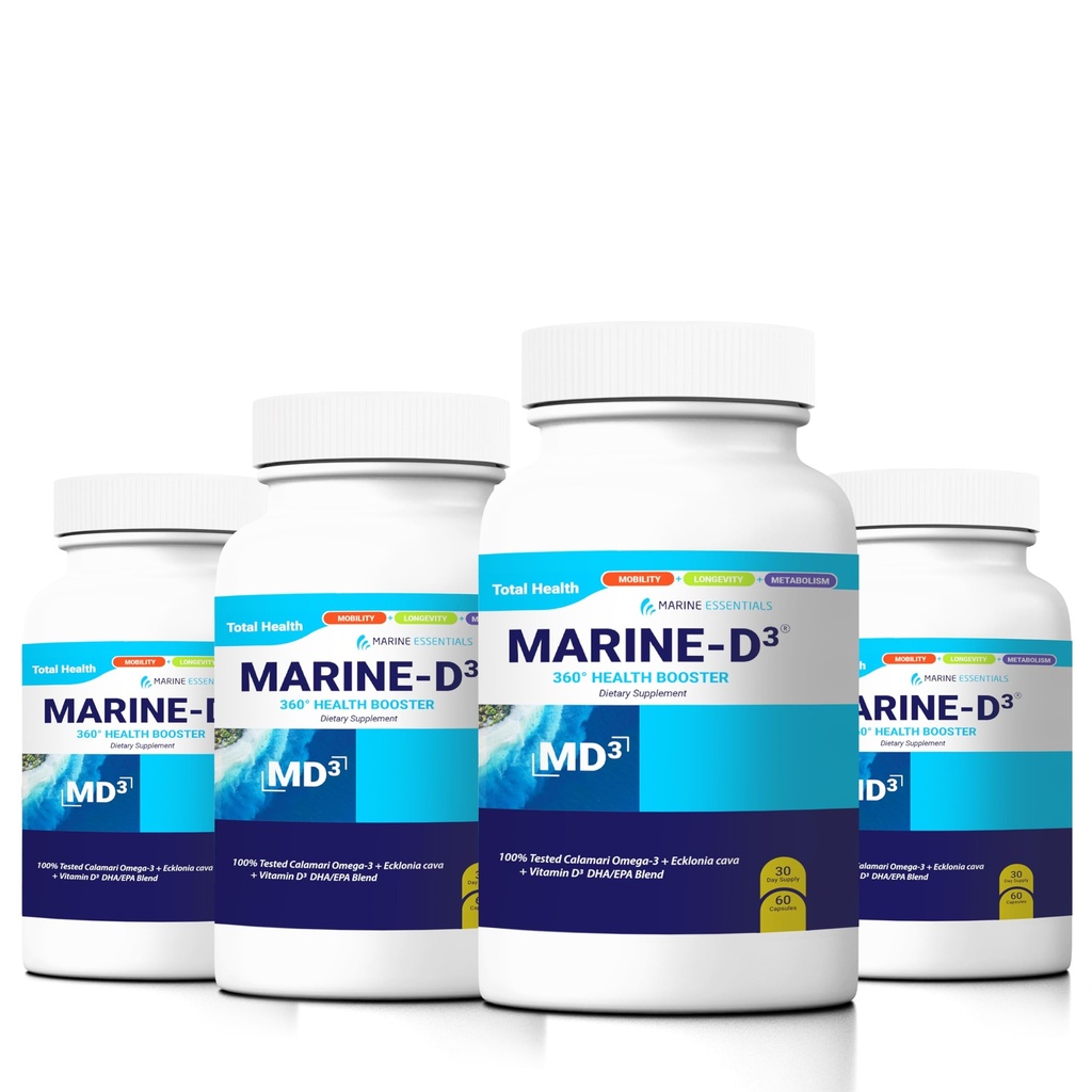 Marine D3 Omega 3 Calamari Ecklonia Cava DHA (4 flessen - 240 capsules)