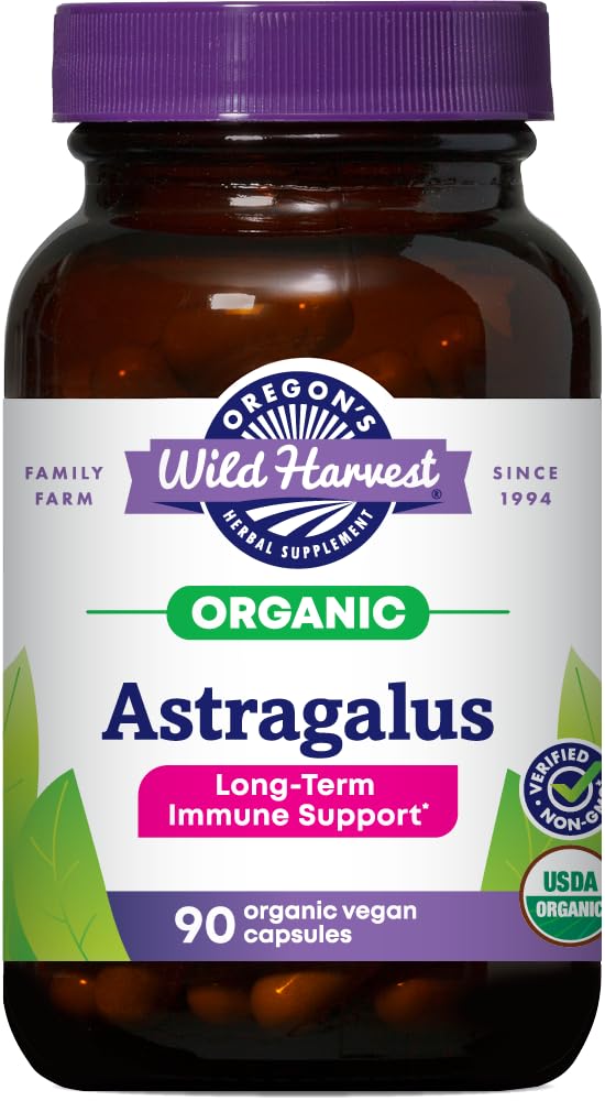 Oregon's Wild Harvest, Certified Organic Astragalus Capsules for Immunity Support, 1125 MGS, 90 Tellen
