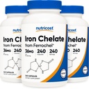 Nutricost gecheleerd ijzer, als Ferrochel, 36 mg, 240 capsules (3 flessen)