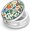 Pillendoos-3 Compartiment kleine pil geval voor Purse & Pocket Mini metalen pil houder Travel Pill Container om supplementen vitamines BPA-vrij te houden (Floral Pattern)