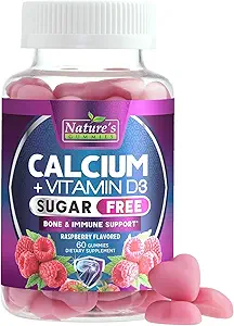 Calcium Supplement Gummies - Sugar Free Calcium Gummy with 400 IU Vitamin D3 for Best Absorption - Supports Immune Health, Bones & Teeth - Nature's Calcium Chews for Women & Men - 120 Gummies