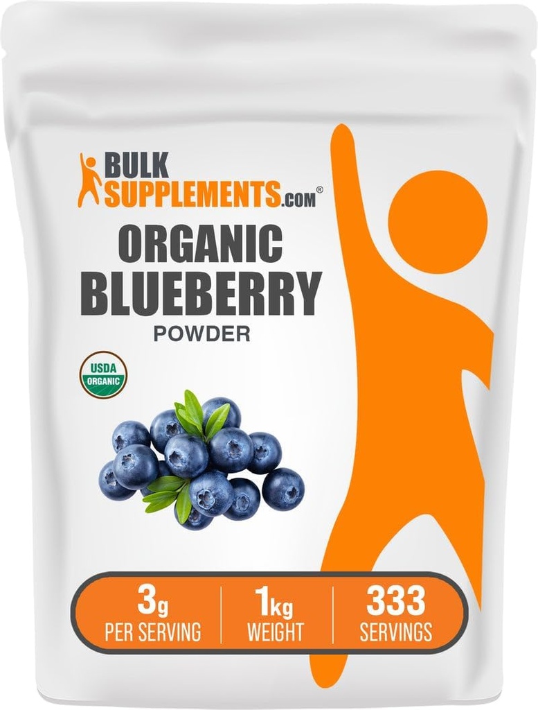 BulkSupplements.com Biologische Blueberry Powder - Antioxidant Support, Bluberry Supplement - Vegan & Glutenvrij, 3g per portie, 1kg (2,2 lbs) (pakket van 1)