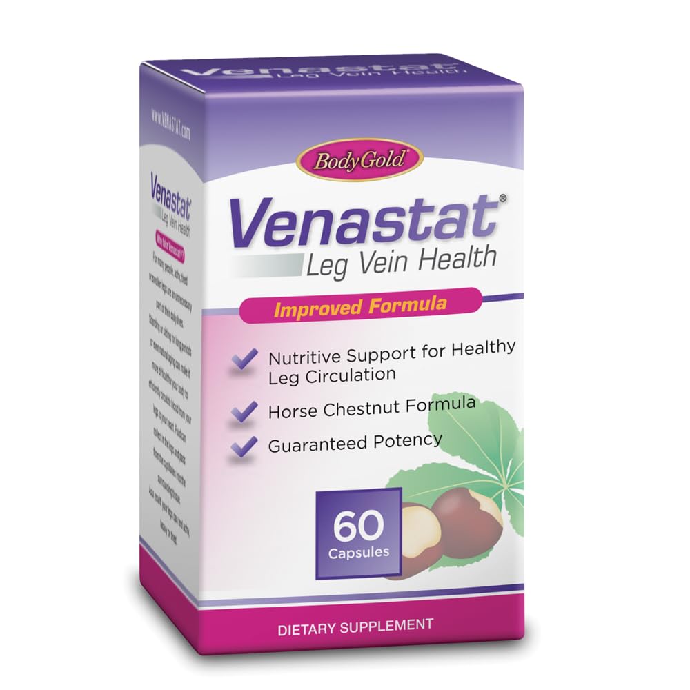 Body Gold Venastat - Leg Vein Ondersteuning Supplementen, Horse Chestnut Supplementen, Herbal Circulatory Ondersteuning met Diosmin voor mannen & vrouwen, gezonde bloedstroom & Circulatie - 60 Veggie Capsules