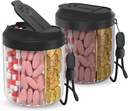 Pillendispenser met 7 grote compartiments, pil fles Organizer voor reizen, supplement Organizer met anti-mengen ontwerp, BPA-vrije pil container met 20 stuks etiketten, zwart 2 stuks