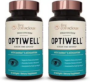 Live Conscious Eye Vitamins Select ARDES 2 Ingrediënten met vitamine E, luteïne en astaxanthine - OptiWell Eye Health Supplement en Blue Light Support (2 Pack)