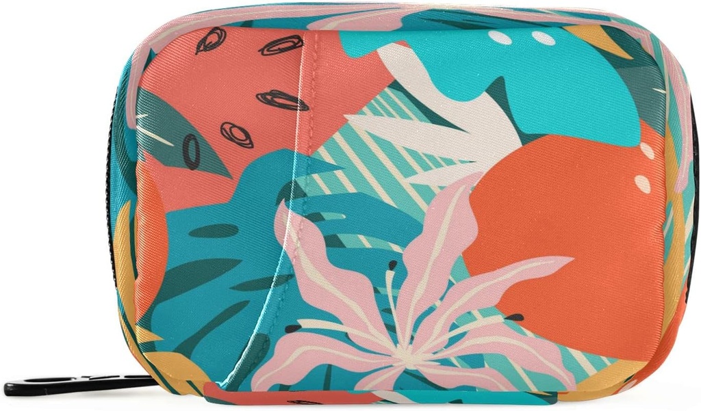 Naanle Cartoon Hawaii Floral Pill Box 7 Dag pil geval tas reis pil Organisator tas met rits draagbare wekelijkse geval Compacte grootte voor vitamine supplement houder