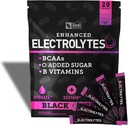Enhanced Electrolyte Powder Stick Packs (Black Cherry 20 Packets) w/ 0 Sugar +BCAAs +B-Vitamins Electrolyte Supplement w Kalium Zink & Magnesium voor Hydratatie - Keto Electrolytes