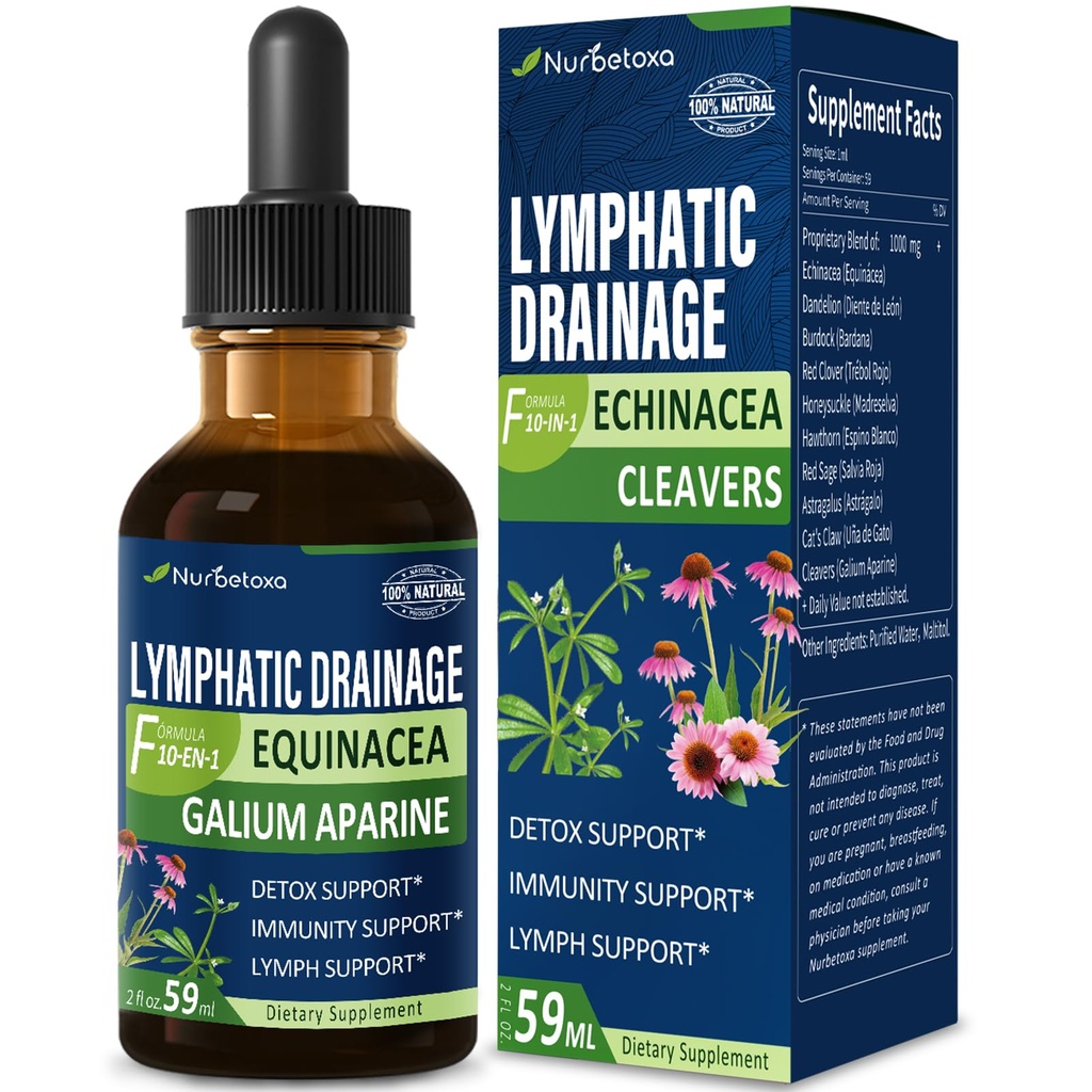 Verlaters Lymfatische Drainage Drops voor Lymf Systeem Detox Reiniging, Lymfoedeem Ondersteuning Supplement Formule w/Echinacea, Cat