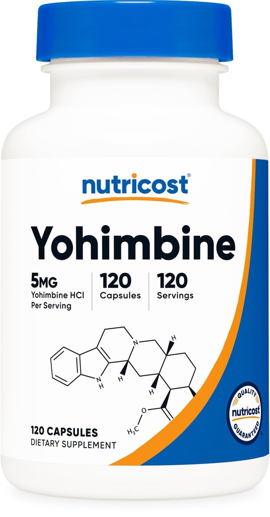 Nutricost Yohimbine HCl 5mg, 120 Capsules - Glutenvrij en niet-GMO