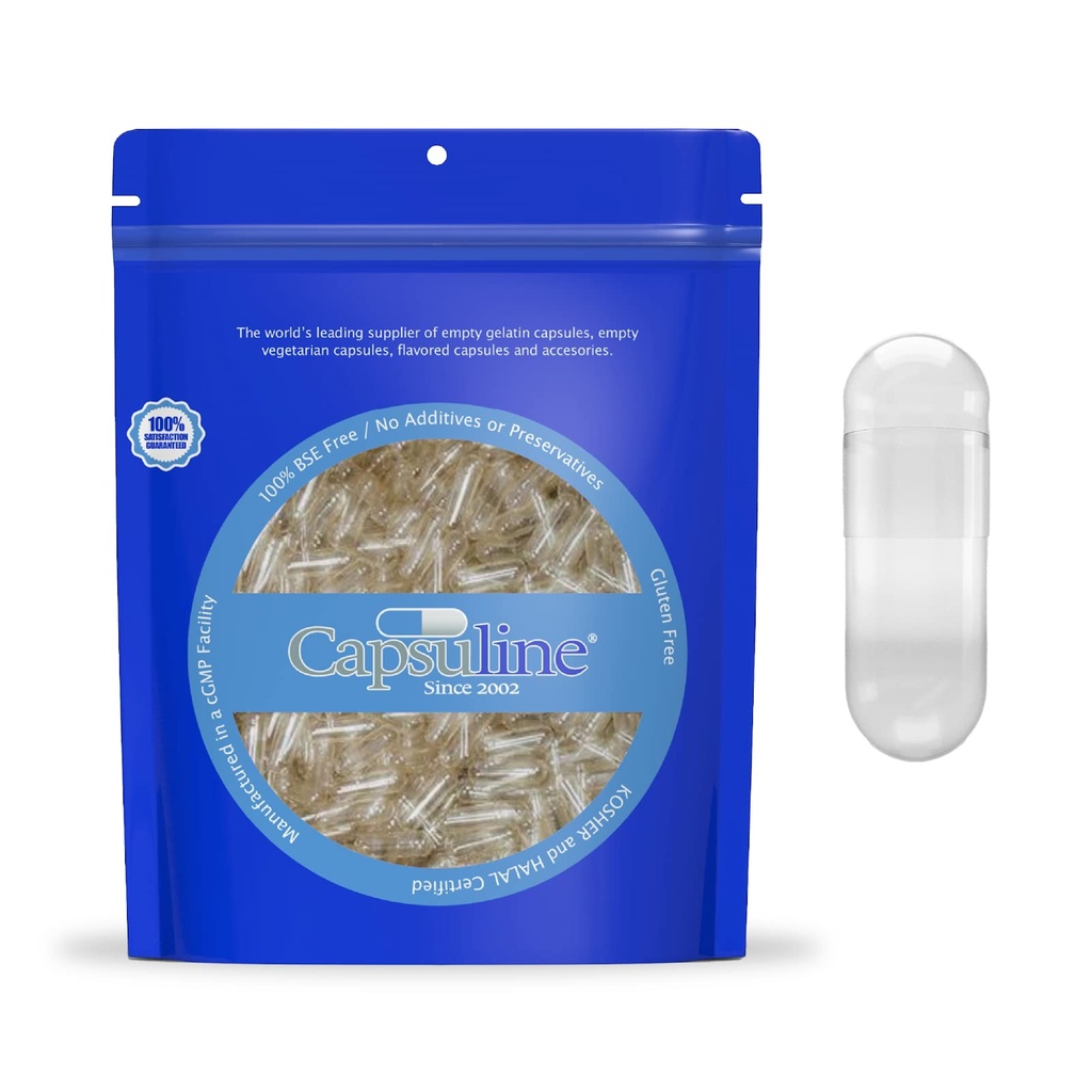 Clear Size 00 Lege Gelatine Capsules by Capsulin - 1000 Telling - Gelatine Capsules - 1000