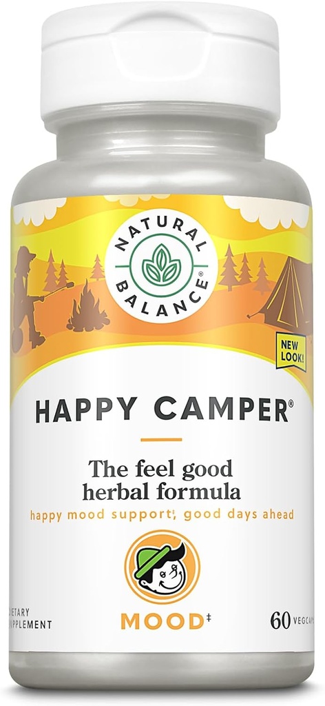Natural Balance Happy Camper - Feel-Good Support Supplement - Gotu Kola, Passiebloem en Kava Kava Capsules - 60 dagen garantie (30 porties, 60 VegCaps)