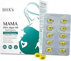 Prenatale DHA Algenolie van BHK, ondersteuning voor mama's, Baby's Hersenen en Zenuwstelselontwikkeling van zwangerschap tot verpleging, Omega-3, 60 Softgels