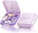 DUBSTAR Pill Case,Kleine pil Box - Waterdichte Draagbare Daily Small Pill Case voor Portemonnees Pocket Compact Travel Medicine Holder voor Vitaminen,Visolie,complementen (4-Compartementen, Paars)