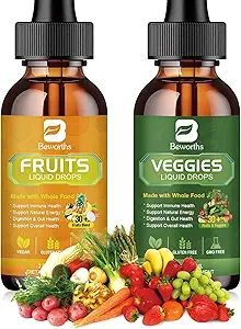 Fruit en groenten supplement - Balance of Natural Fruit en plantaardige vitamines Supplementen vloeibare druppels, hele natuur Super-voeding gevuld met vitaminen en mineralen - Ondersteunt energieniveaus